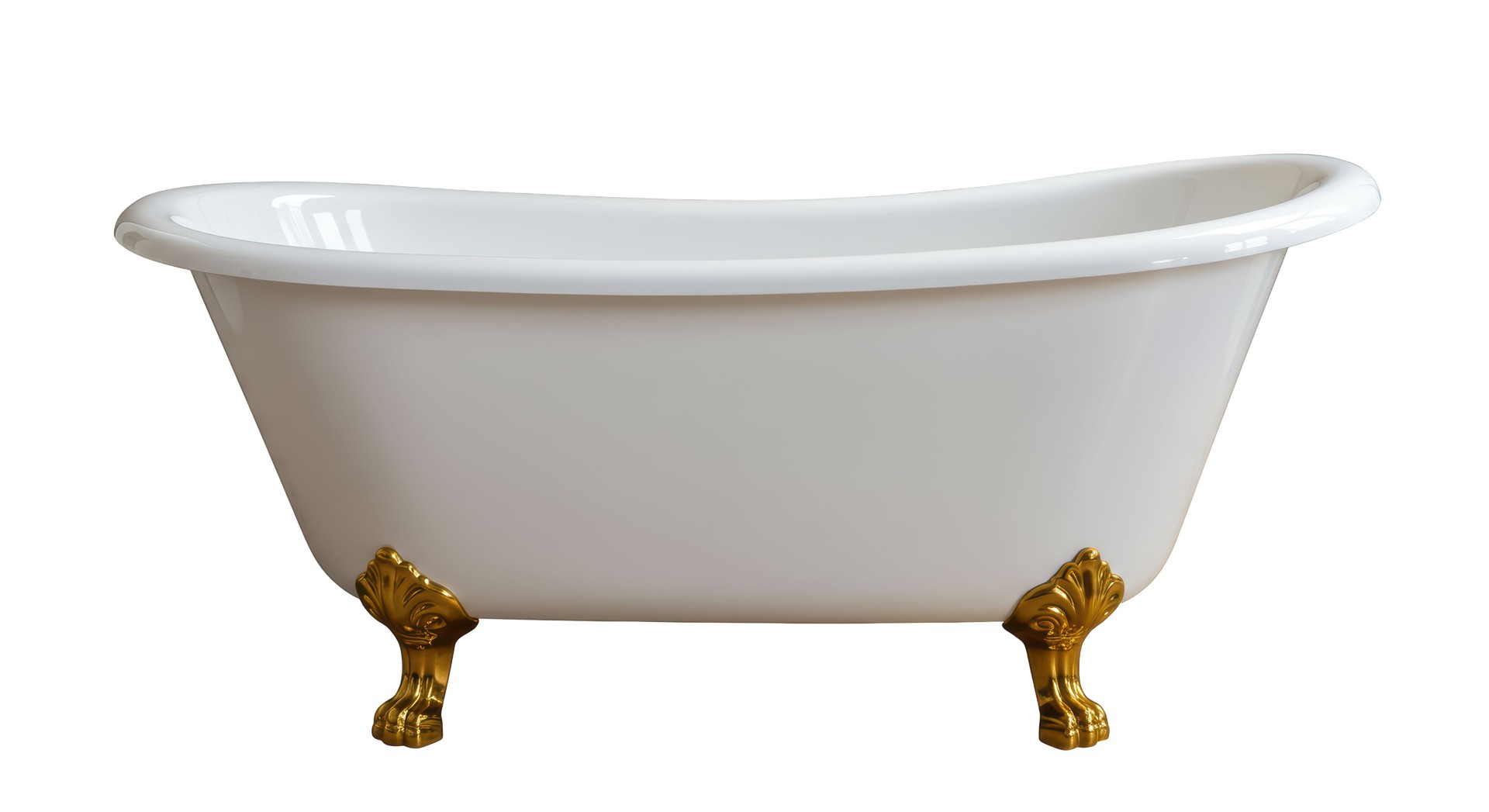 Isolated Clawfoot Bathtub with Golden Feet